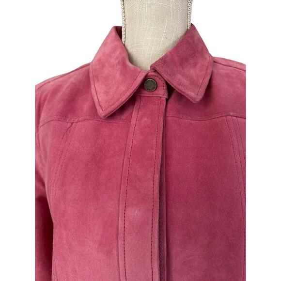 BERNARDO Genuine Leather Jacket Womens Size Petite L Pink Full Zip Up & Pockets - Picture 3 of 7